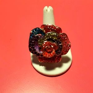 Large (2 inches Wide) Jeweled Rose Cocktail Ring